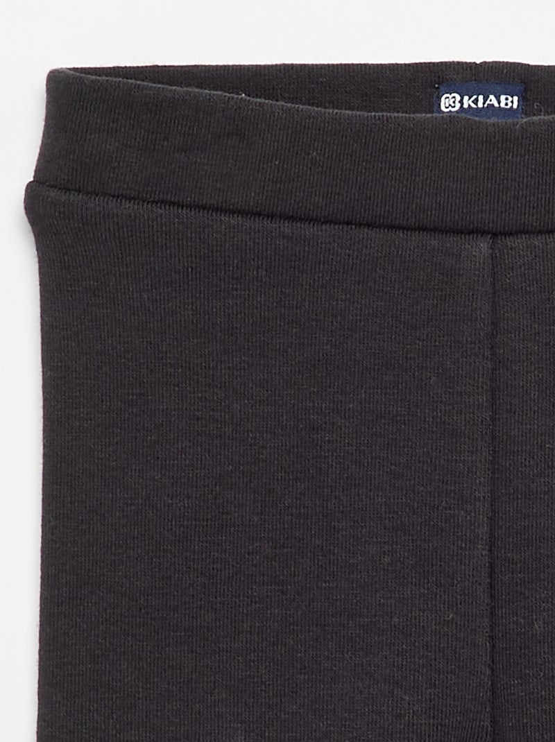 Legging liso de punto perchado Negro - Kiabi