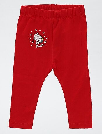Legging navideño estampado 'Snoopy' en punto de algodón liso