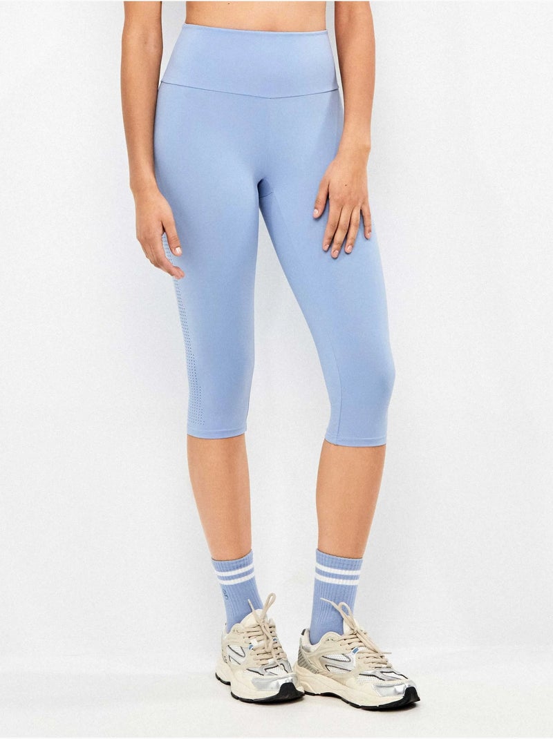 Legging pirata moldeador, cintura doble y microperforado Azul - Kiabi