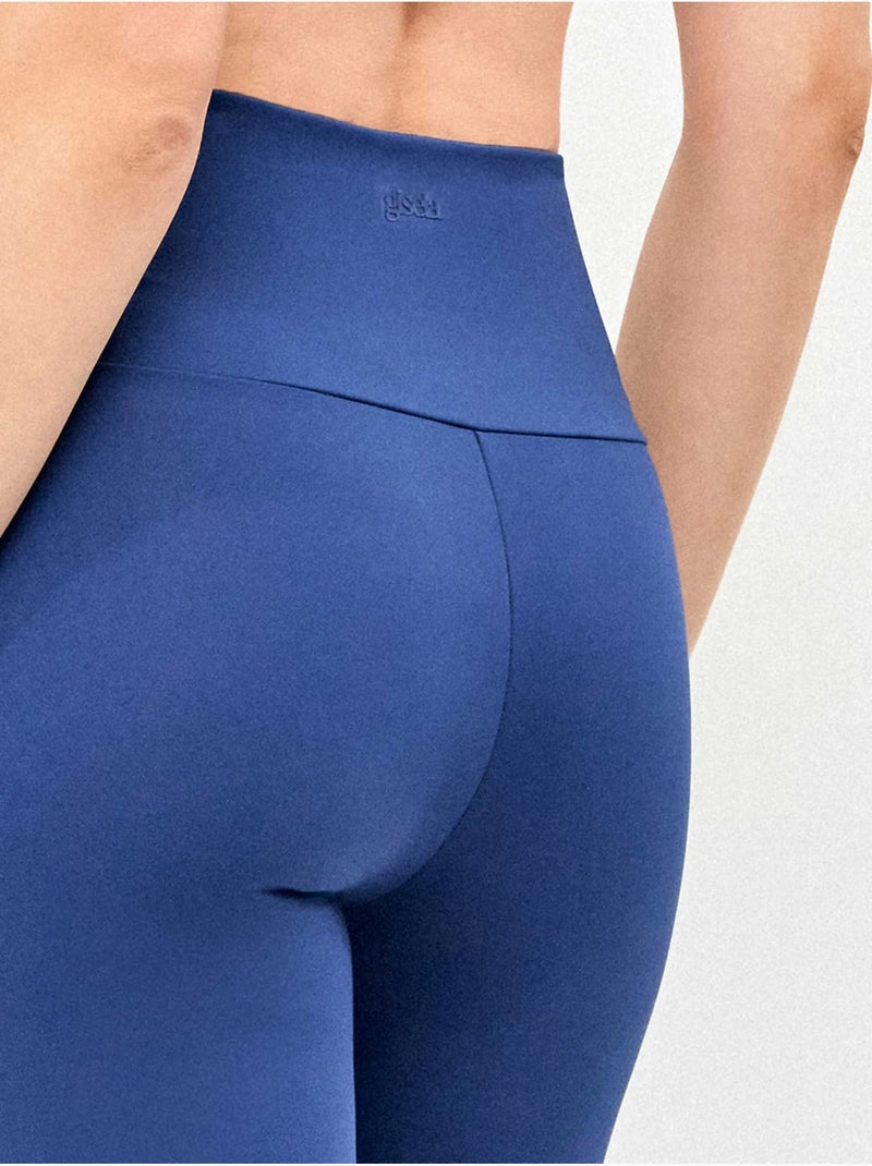 Legging pirata moldeador, cintura doble y microperforado Azul marino - Kiabi