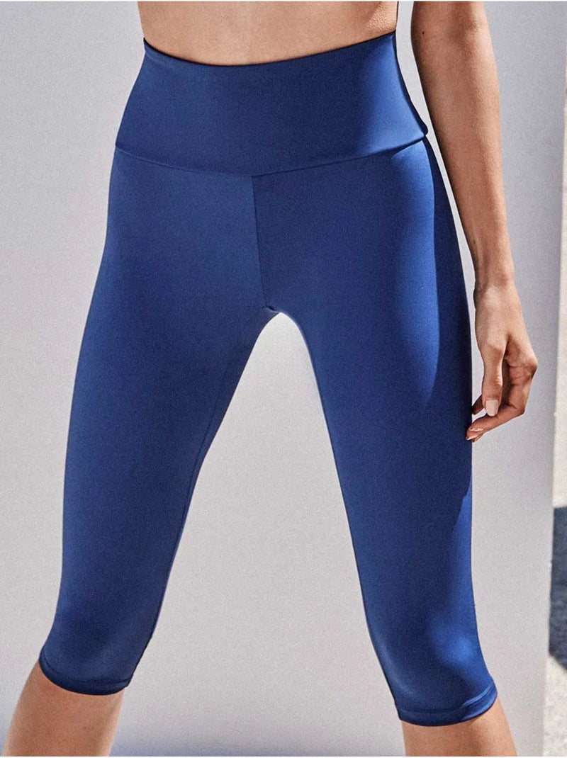 Legging pirata moldeador, cintura doble y microperforado Azul marino - Kiabi