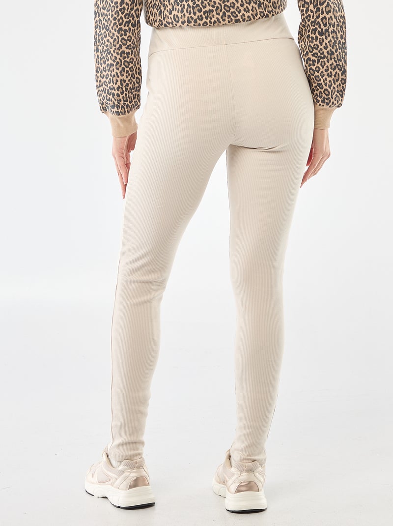 Legging premamá de canalé Beige - Kiabi
