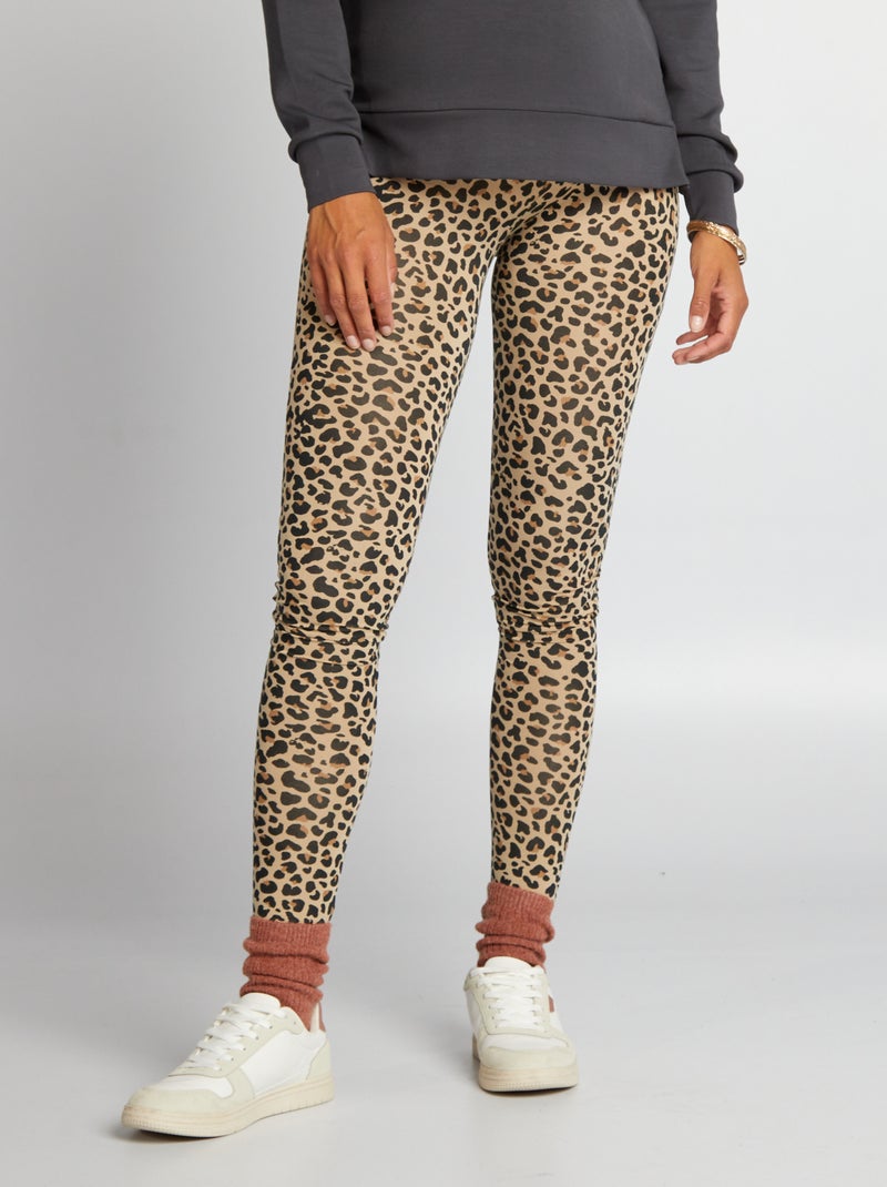 Legging premamá estampado de material ultrasuave MARRON - Kiabi