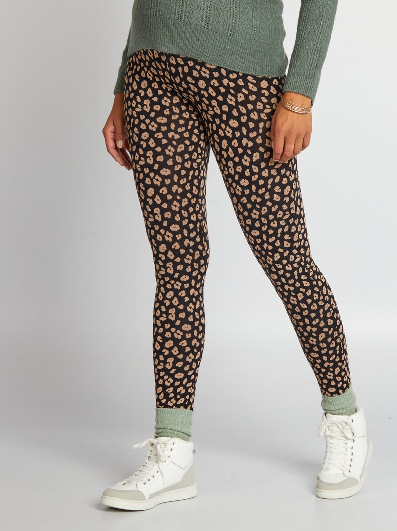 Legging premamá estampado de material ultrasuave NEGRO - Kiabi