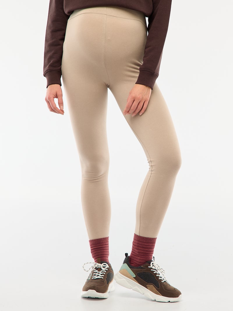 Legging premamá largo de punto liso Beige - Kiabi
