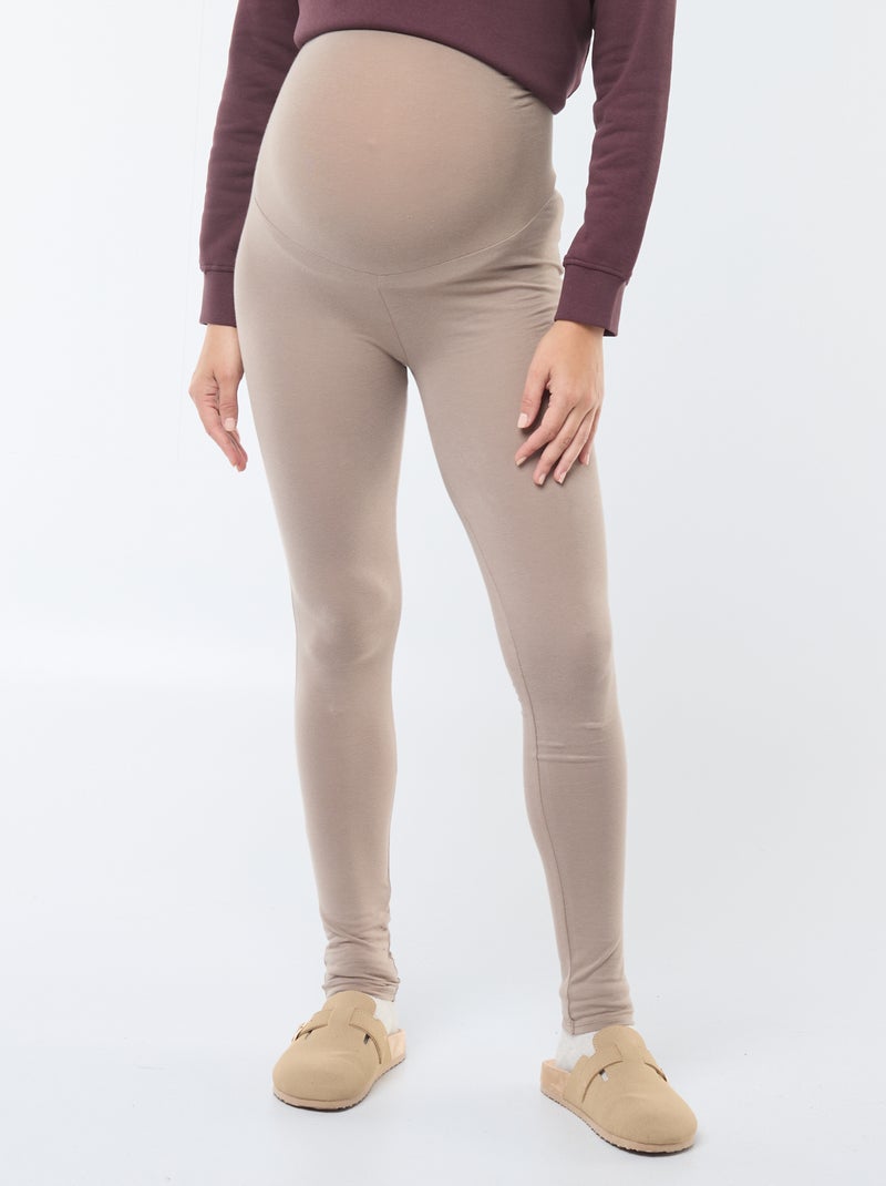 Legging premamá largo de punto liso Beige - Kiabi