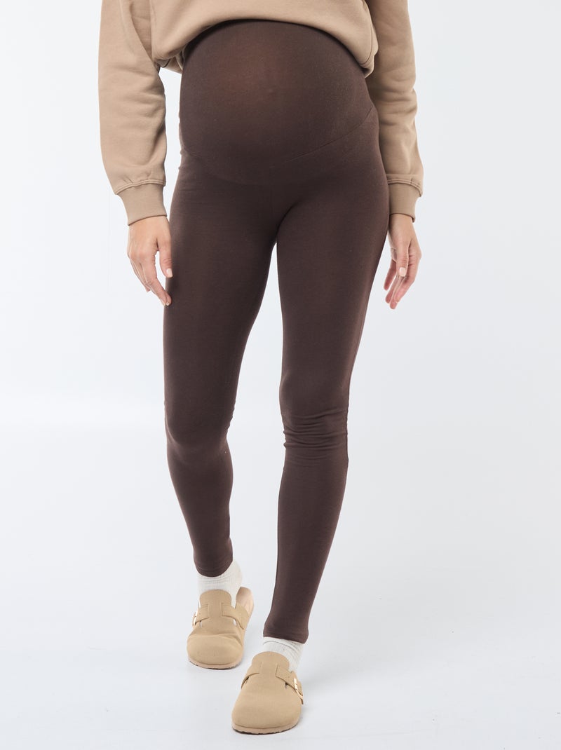 Legging premamá largo de punto liso Marron - Kiabi