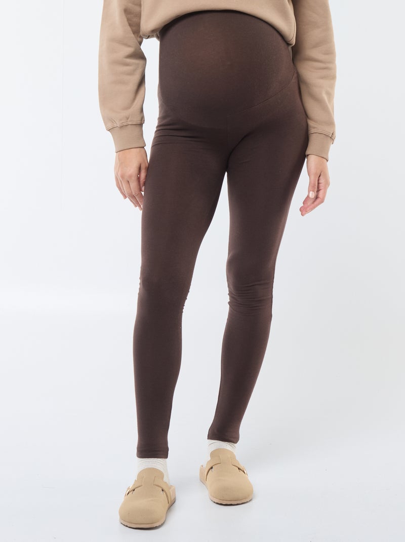 Legging premamá largo de punto liso Marron - Kiabi