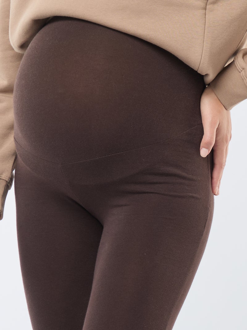 Legging premamá largo de punto liso Marron - Kiabi