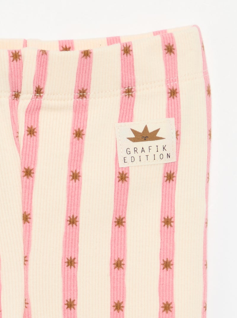 Legging rayado de punto acanalado Blanco - Kiabi