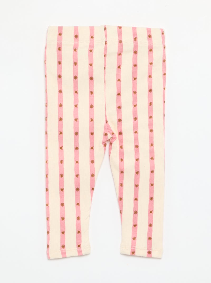 Legging rayado de punto acanalado Blanco - Kiabi