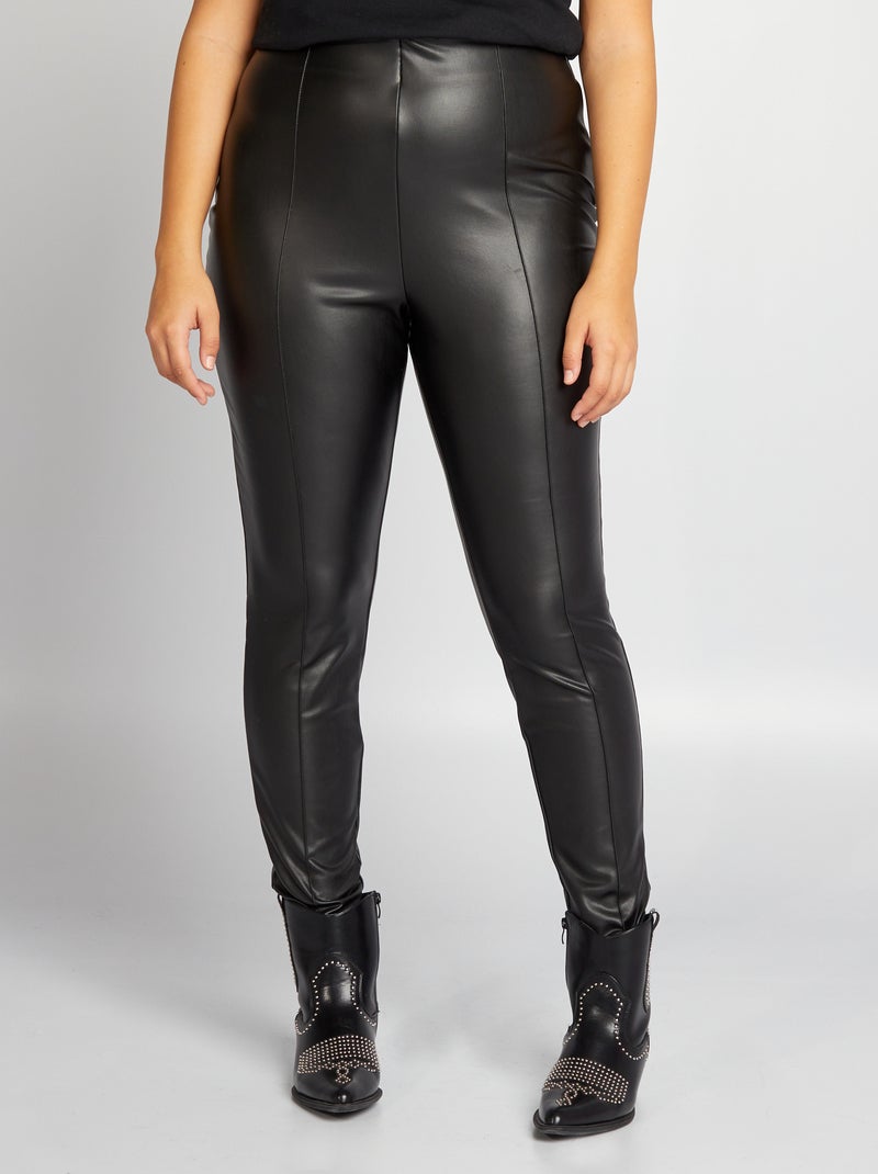 Legging sintético de tiro alto negro - Kiabi