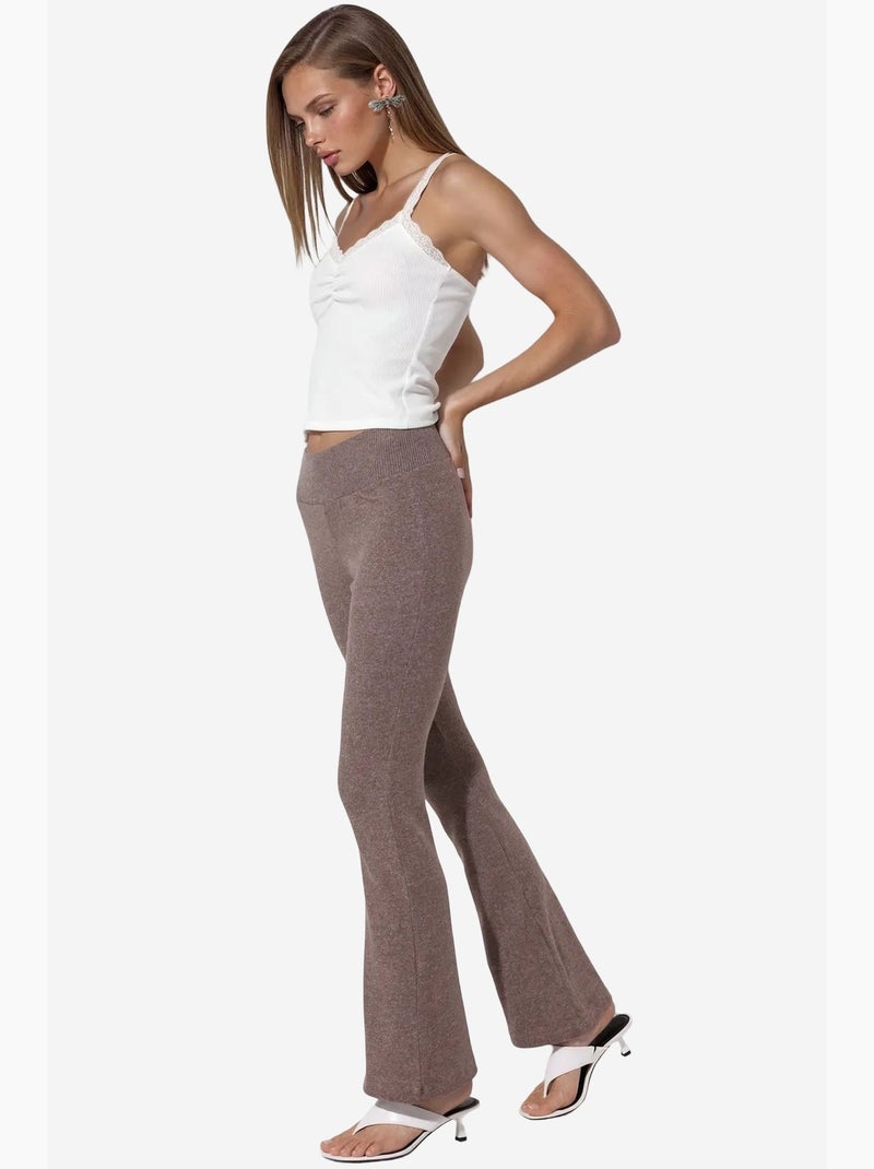Leggings acampanados de cintura alta busem Marrón chocolate - Kiabi