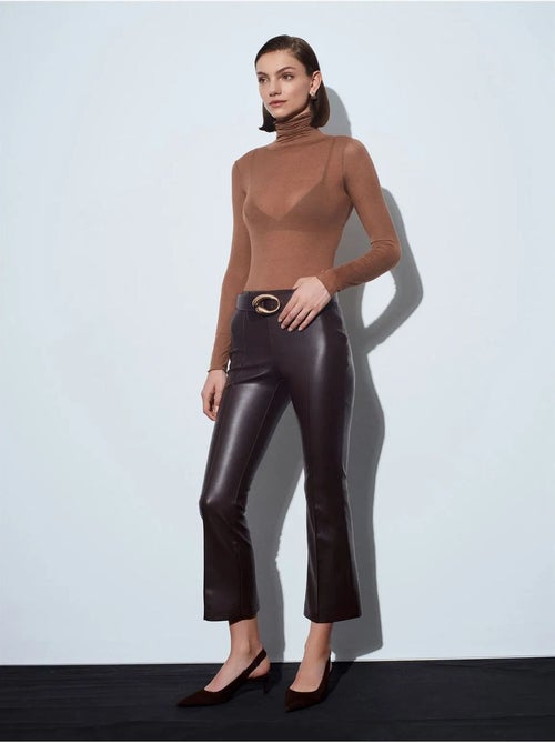 Leggings acampanados de polipiel de tiro alto dilvin - Kiabi