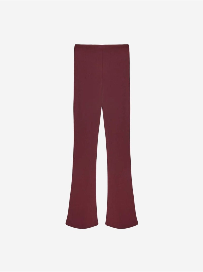 Leggings acampanados de tiro alto con detalle de botones Rojo burdeos - Kiabi