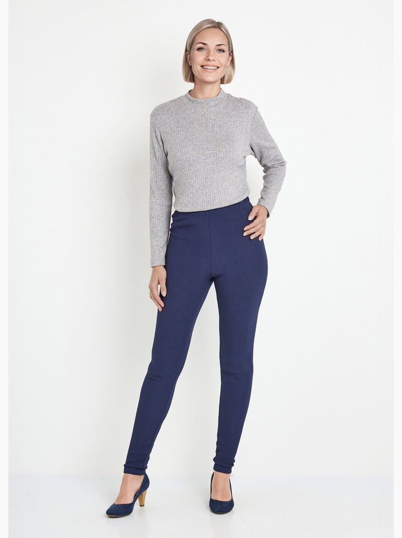 Leggings acanalados con cintura elástica - Afibel Azul marino - Kiabi