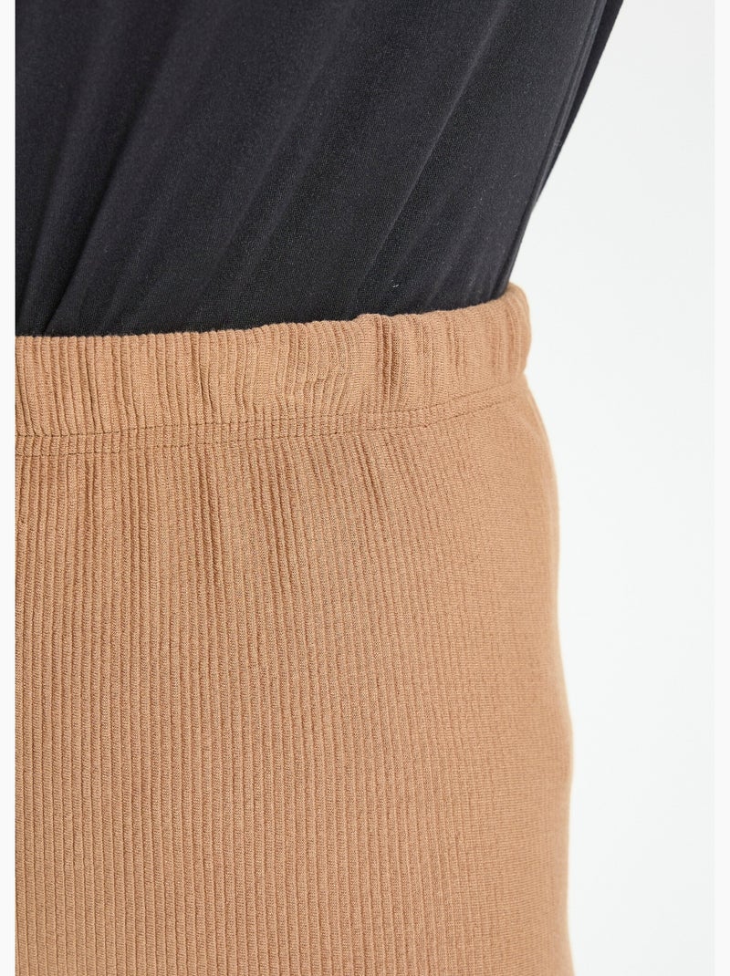 Leggings acanalados con cintura elástica - Afibel Camel - Kiabi