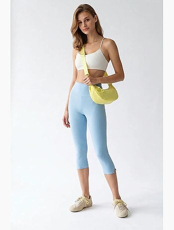 Leggings capri de cintura alta con abertura mixray