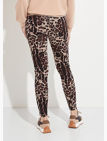 Leggings con cintura elástica de jacquard de piel animal - Afibel