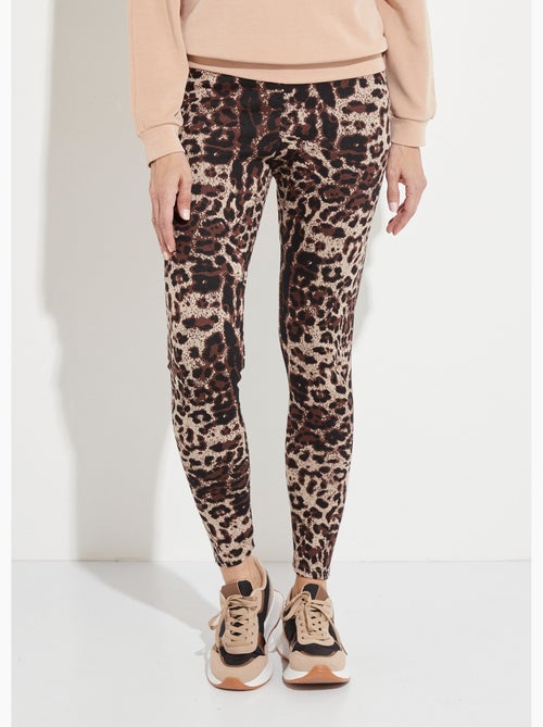 Leggings con cintura elástica de jacquard de piel animal - Afibel - Kiabi