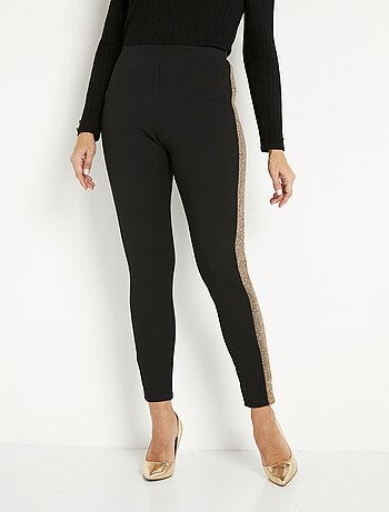 Leggings con cintura elástica y laterales brillantes. - Afibel