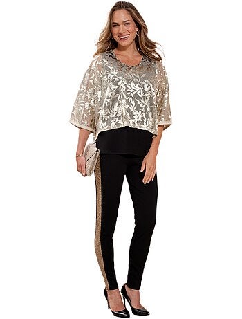 Leggings con cintura elástica y laterales brillantes. - Afibel