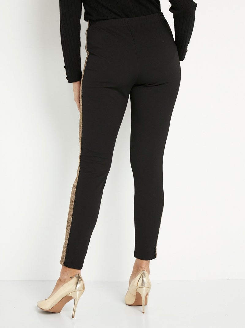 Leggings con cintura elástica y laterales brillantes. - Afibel Negro Dorado - Kiabi