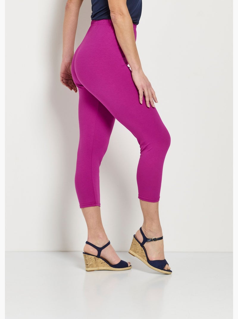Leggings cortos con cintura elástica y elásticos - Afibel Violeta oscuro - Kiabi