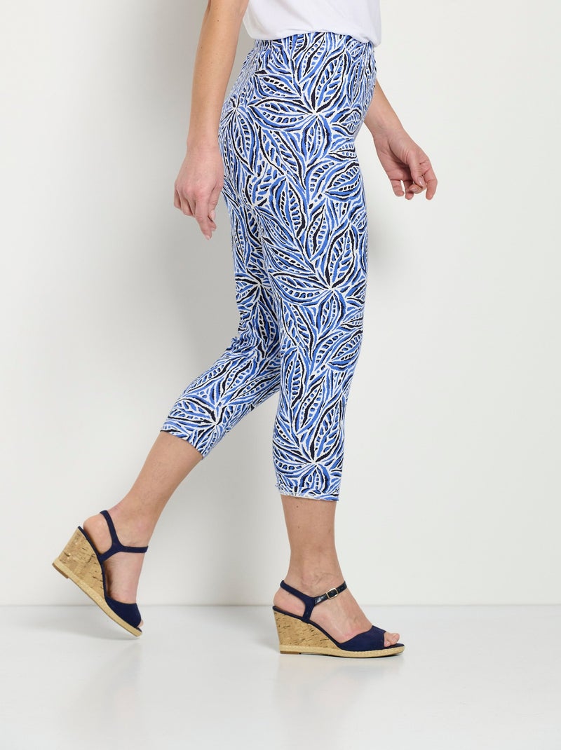 Leggings cortos con cinturilla elástica en algodón - Afibel Azul - Kiabi