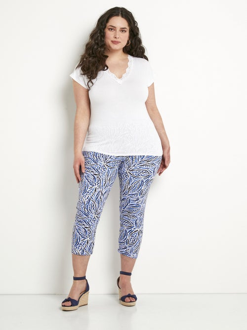 Leggings cortos con cinturilla elástica en algodón - Afibel - Kiabi