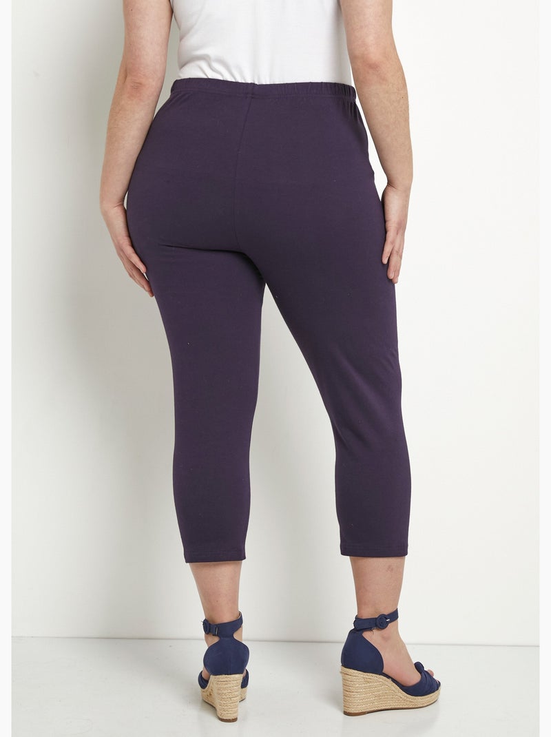 Leggings cortos con cinturilla elástica en algodón - Afibel Ciruela - Kiabi