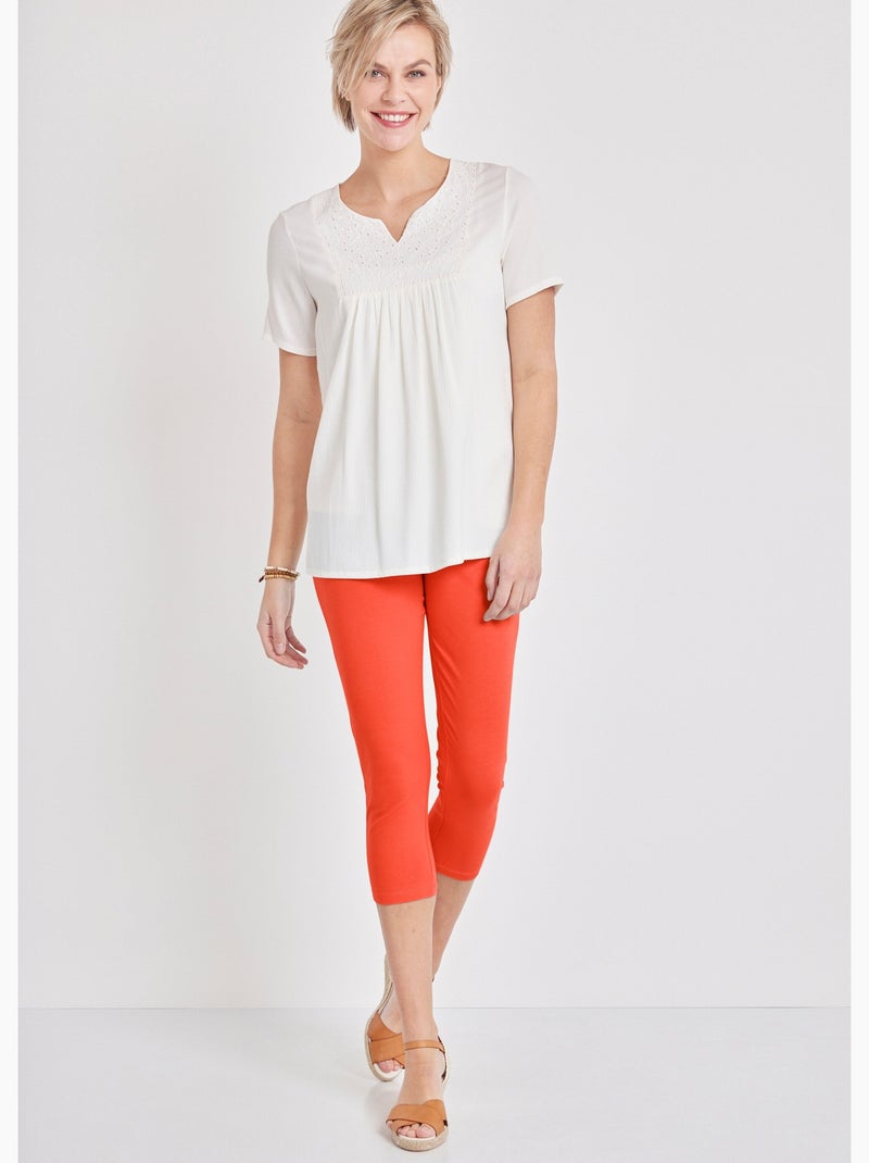 Leggings cortos de algodón liso o estampado - Afibel Coral - Kiabi