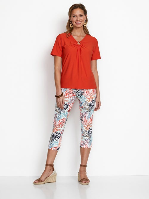 Leggings cortos de algodón liso o estampado - Afibel - Kiabi