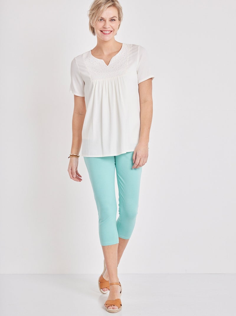Leggings cortos de algodón liso o estampado - Afibel Verde agua - Kiabi