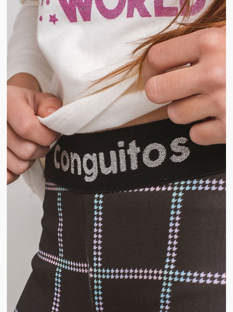 Leggings cuadrados negros de niña Negro - Kiabi