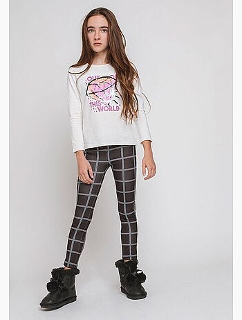 Leggings cuadrados negros de niña
