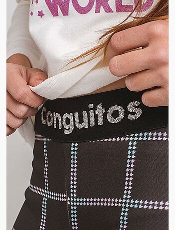 Leggings cuadrados negros de niña
