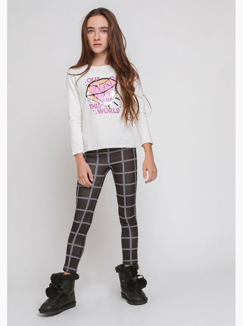 Leggings cuadrados negros de niña - Kiabi Leggings cuadrados negros de niña - Kiabi