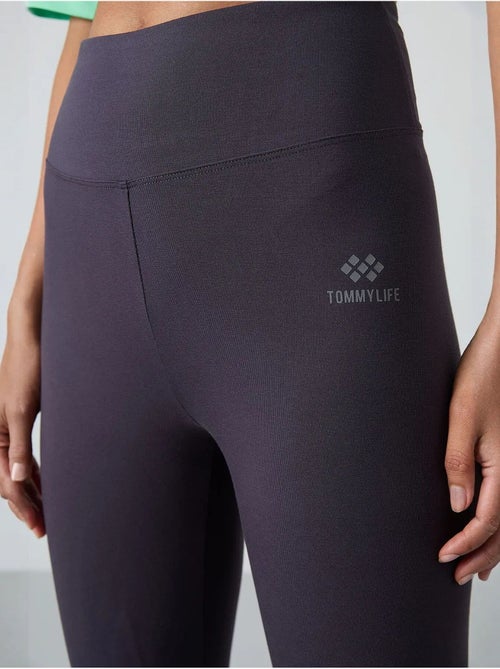 Leggings de algodón y elastano de cintura alta tommy - Kiabi