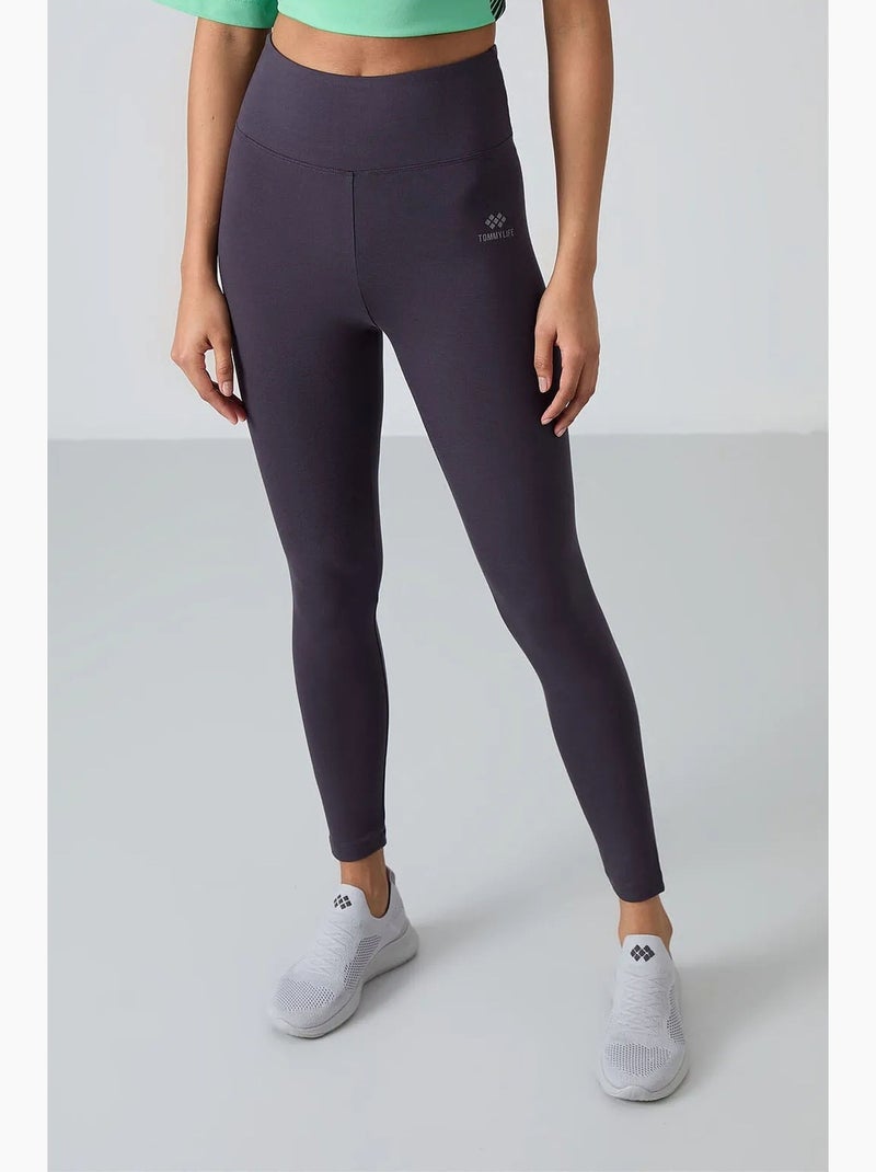 Leggings de algodón y elastano de cintura alta tommy Gris oscuro - Kiabi