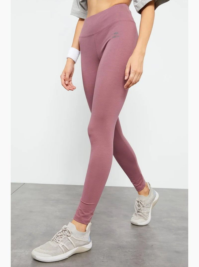 Leggings de algodón y elastano de cintura alta tommy Malva - Kiabi