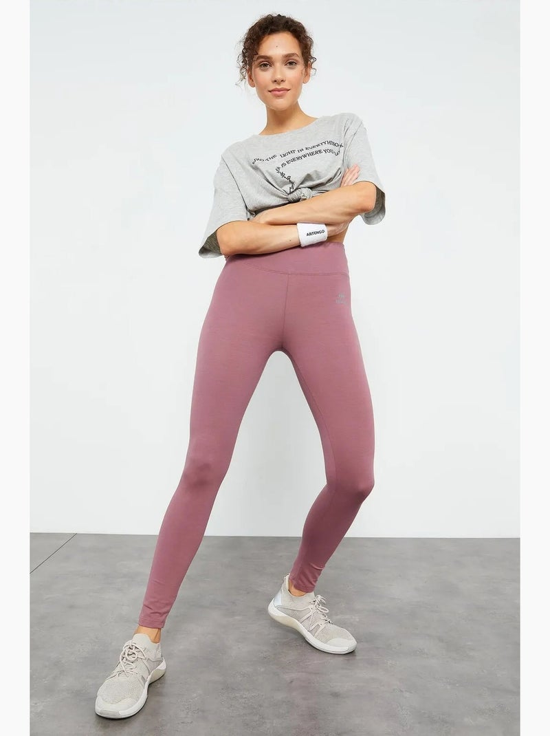Leggings de algodón y elastano de cintura alta tommy Malva - Kiabi