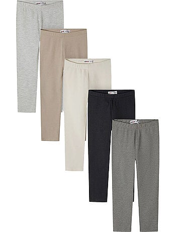 Leggings de jersey diseño lisos niñas - pack de 5 - minoti