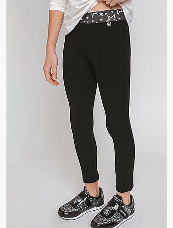 Leggings de niña con cintura de estrellas en negro