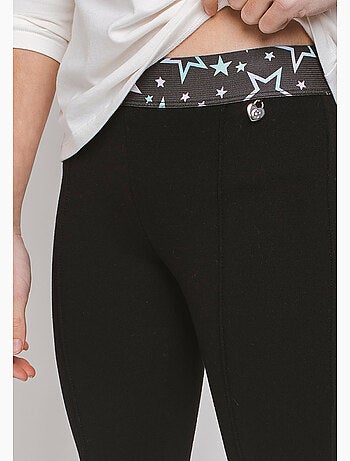 Leggings de niña con cintura de estrellas en negro