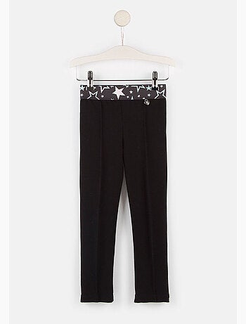 Leggings de niña con cintura de estrellas en negro