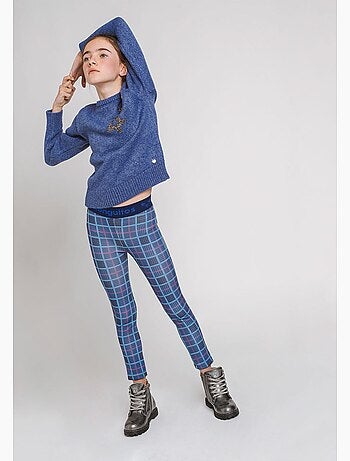 Leggings de niña cuadros azul marino