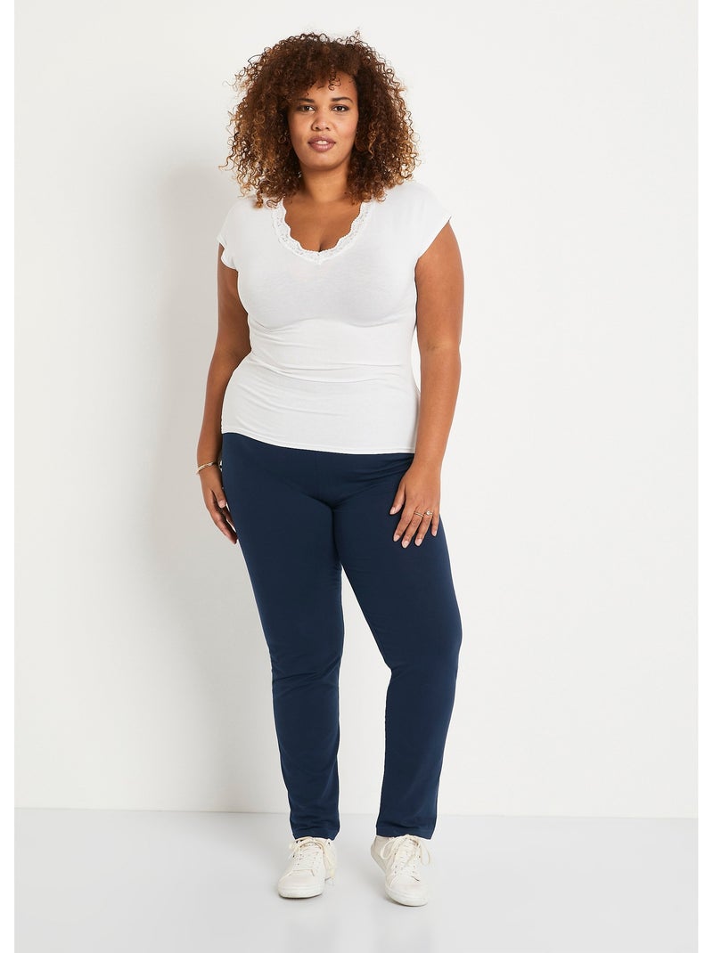 Leggings de punto de algodón con cintura elástica - Afibel Azul marino - Kiabi