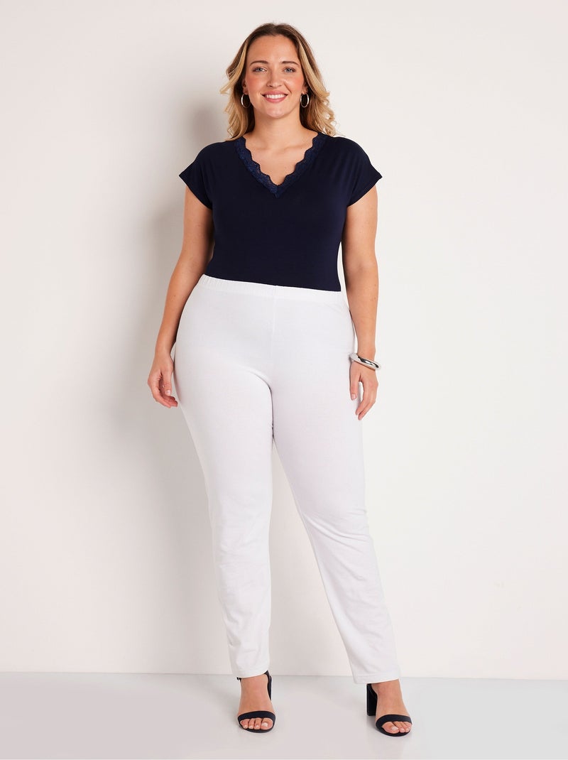 Leggings de punto de algodón con cintura elástica - Afibel Blanco - Kiabi
