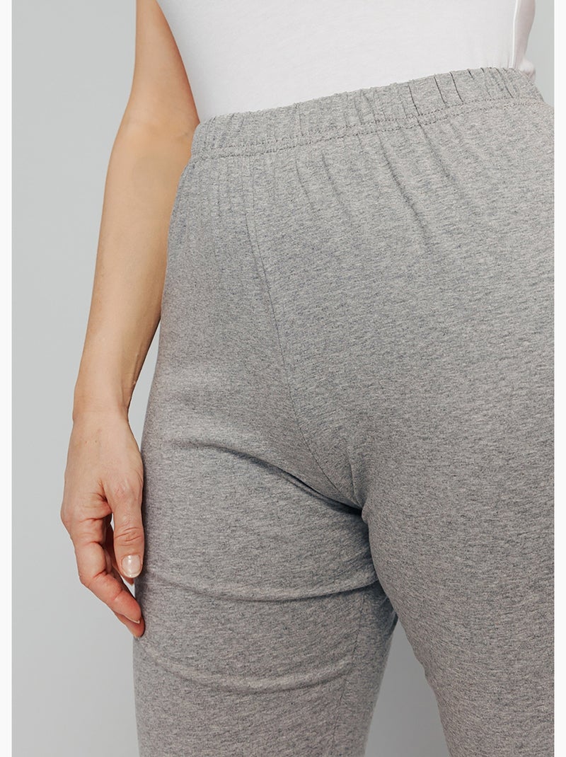 Leggings de punto de algodón con cintura elástica - Afibel Gris jaspeado - Kiabi